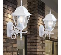 2er Set Esterno Parete Lanterne Casa Giardino Vetro Luci Stile Antico Alu Big [EEK: Non valutato]