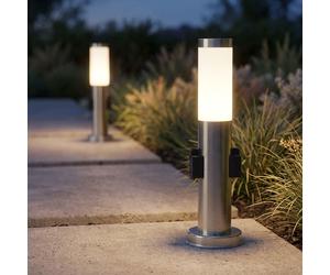 2er Set Esterno Zona da Pavimento Luci Pdu Design Supporto Lampada Argento [EEK: Non valutato]