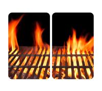 2er Set Glasabdeckplatten Fuoco Design per Glaskeramik-Kochfelder 30x0,8x52 CM