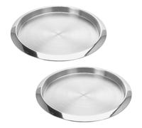 2er Set IN Acciaio Inox Vassoio Ø 35 CM Argento Tondo Dekotablett Cameriere