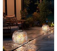 2er Set Lampada a Spiedo Solare Esterni Antico Giardino Batteria Intemperie LED