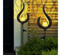 2er Set Lampada Solare Luce con Picchetto a Spiedo Cotto Esterno IP44 Akku Vetro