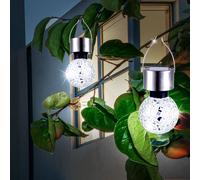 2er Set LED Appesa Solare Lampade Tondo Specchio Frammenti Mosaico Giardino Deco