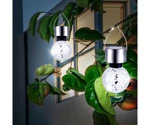 2er Set LED Appesa Solare Lampade Tondo Specchio Frammenti Mosaico Giardino Deco