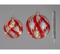 2er Set LED da Appendere Sfere Classico con Rosso Onda 12+15cm FORMANO W25