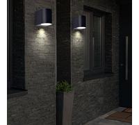 2er Set LED Esterno Luci Alluminio Casa Parete Faretto Nero Facciate Big Light [EEK: G]