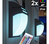 2er Set LED Esterno Parete Lampade RGB Dimmer Telecomando Alluminio Voce di Hof [EEK: F]