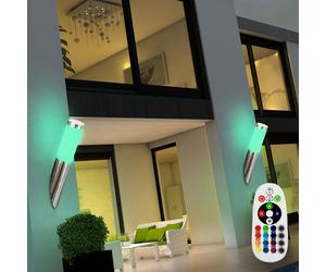 2er Set LED Esterno Parete Spot Lampada RGB Telecomando Luce Veranda Giardino