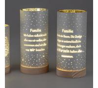 2er Set LED Lampada da Tavolo Albero Della Vita Mir Motti Famiglia 20cm Argento [EEK: G]