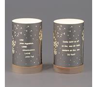 2er Set LED Lampada da Tavolo Con Motti H.15cm Grigio di Vetro con Timer FORMANO [EEK: G]