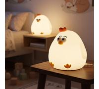 2er Set LED Luce Notturna Lampada per Bambini Dimmerabile Gallina Silikon Bianco