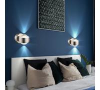 2er Set LED Parete Luci Up Down Faretto Vetro Sfera Notte Luce Illuminazione