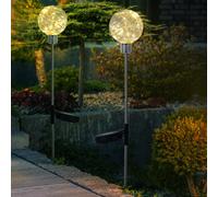2er Set LED Solare Esterno Plug-In Luci Sfera Lampade Decorazione Giardino Luce
