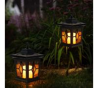 2er Set LED Solare Giardino Plug-In Lanterne Lampade Nero Chiodi Decorazione