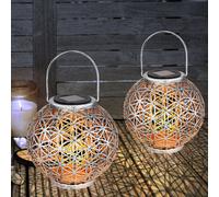 2er Set LED Solare Luci Sfera Decorativa Lanterne Esterno Giardino Lampade