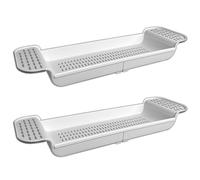 2er Set Letto per Vasca da Bagno Estendibile Bianco Bagno Vassoio Del Bagno