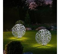 2er Set Luce con Picchetto Lampada Solare Esterno IP44 Batteria Argento LED