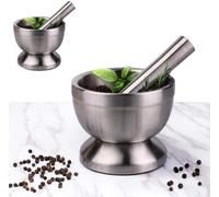 2er Set Mortaio Con Pestello Acciaio Inox Macinaspezie Compresse Trituratore