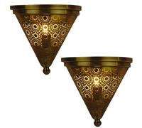 2er Set Orientale Applique da Parete Lampada Decorazione Parete Firas Oro Antico