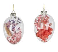 2er Set Pasqua Decorazione Appendere Uova Fiori Secchi H.12cm Vetro FORMANO F26