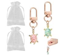 2er Set Reise Glücksbringer Schildkröte Anhänger mit Geschenkkarte - Perfektes Geschenk für Reisende, Abschiedsgeschenk, Mit inspirierender Botschaft und Netzbeutel
