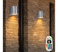 2er Set RGB LED Esterno Parete Lampada Vetro Balcone Luci Regolatore Telecomando [EEK: G]