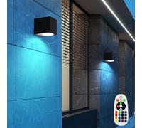 2er Set RGB LED Esterno Parete Lampade Telecomando Facciate Alluminio Giù Punti [EEK: G]