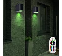 2er Set RGB LED Parete Lampade Illuminazione Esterni Dimmerabile Alu Luci Remoto [EEK: F]