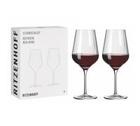 2er Set RITZENHOFF Bicchieri Vini Rossi Stelle Levigatura 02 Trasparente Nuovo