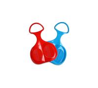 2er Set Sled Bob Blue & Red, Sled with Handle, Durable Snow Slider, Winter Outdoor Sport, Suitable for Kids and Adults, for Unforgettable Winter Days