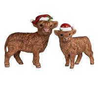2er Set Statua Decorativa Highlands Mucche Con Natale 26+33cm FORMANO W25