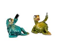 2er Set Statua Decorativa Tartarughe Harry Con Cellulare 9cm Verde + Blu FORMANO