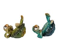 2er Set Statua Decorativa Tartarughe Harry Sdraiato 12cm Verde + Blu FORMANO