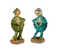2er Set Statua Tartarughe Harry Cuore Modellante H.14cm Verde + Blu FORMANO