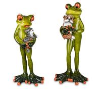 2er Set Statue Froschpaar Con Animali Domestici H.15,5cm Verde FORMANO
