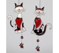 2er Set Tiffany da Appendere, Finestra Gatti H.38cm Rosso Braun Bianco formano
