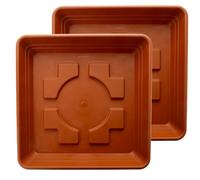 2friends 2 sottobicchieri 40 x 40 cm per vasi grandi 48 x 48 cm - Sottovaso in terracotta extra resistente per vasi da fiori grandi esterni - Plastica protetta dai raggi UV Made in Germany