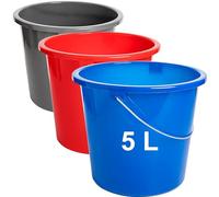 2friends Secchio per tacchino, 5 l, 3 secchi di plastica, 5 litri, secchio per la casa, secchio per l'acqua, colore: antracite, rosso, verde, blu; con scala di misurazione, di qualità alimentare,