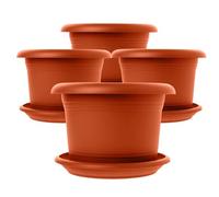 2friends Set di 4 vasi da fiori eleganti in terracotta: vaso di alta qualità da 30 cm, con sottovaso, ideale per tutte le condizioni atmosferiche