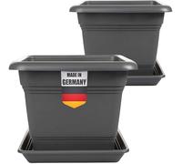 2friends Vaso per piante grande antracite XXL, set di 2 unità per esterno, resistente e moderno per giardino e terrazzo