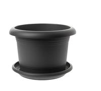 2friends Vaso per piante grande, rotondo, 30 cm, con sottovaso, resistente al gelo, in plastica, prodotto in Germania, con protezione UV e serbatoio dell'acqua, colore: antracite