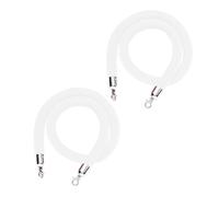 2ft 3ft 4ft 5ft 6ft 9ft 10ft Long Foam Core Hanging Cord for Crowd Control Guidance,2 Set White Commercial Velvet Barrier Rope, Customizable Length(Silver Hooks,10ft/305cm)