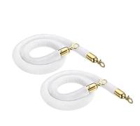 2ft 3ft 4ft 5ft 6ft 9ft 10ft Long Foam Core Hanging Cord for Crowd Control Guidance,2 Set White Commercial Velvet Barrier Rope, Customizable Length(Gold Hook,5ft/155cm)
