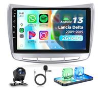 2G&64G 9" Autoradio per Lancia Delta 2009-2019 con Carplay Android Auto Wireless Android 15,Bluetooth RDS/FM Radio,Wi-Fi GPS Navi,Telecamera posteriore AHD