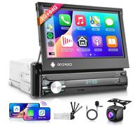2G+64G Android Autoradio 1 Din Senza Fili Carplay Android Auto Stereo Auto 1 Din con 7 Pollici IPS Touchscreen Ribaltabile Schermo con Navi GPS Mirror Link Bluetooth FM/RDS WiFi Telecamera Posteriore