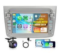 2G+64G Autoradio Android per Alfa Romeo MITO 2008-2016 7'' Schermo Tactile Stereo Auto MITO con Carplay Senza Fili Android Auto Navi GPS WiFi Mirror Link Bluetooth FM/RDS/EQ SWC Retrocamera