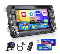 [2G+64G] Hikity DAB/DAB+ Wireless Carplay Autoradio per VW Golf 5 Golf 6 Tiguan Touran Polo EOS Caddy 7Pollici Android Radio Stereo Auto con GPS Android Auto WIFI HI-FI FM RDS Telecamera Posteriore
