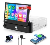 2G+64G Wireless Carplay Android 13 Autoradio 1 Din con Android Auto Navi GPS WiFi 7 Pollici Retrattile Schermo Autoradio con Mirror Link Bluetooth FM/RDS/DAB/EQ/DVR Telecamera Posteriore