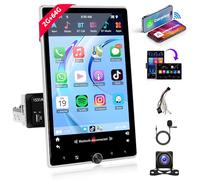 2G+64G Wireless Carplay Android Autoradio 1 Din con Android Auto GPS Navi WiFi ISO Cavo 10,4 Pollici Schermo Rotante Manuale Autoradio con Mirror Link Bluetooth FM/RDS/EQ/DAB/OBD Telecamera Posteriore