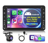 2G+64G Wireless Carplay Android Autoradio per Alfa Romeo 159 2004-2011 Brera Spider Sportwagon 7 Pollici Autoradio Android Auto GPS Navi WiFi Mirror Link Bluetooth FM/RDS/EQ/SWC Telecamera Posteriore